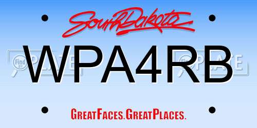 WPA4RB South Dakota License Plate