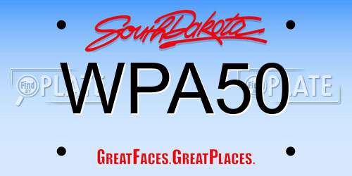 WPA50 South Dakota License Plate