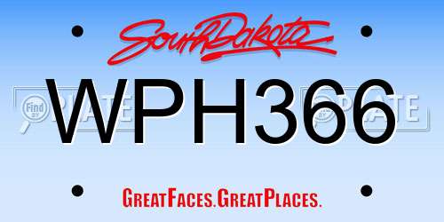 WPH366 South Dakota License Plate