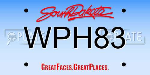 WPH83 South Dakota License Plate