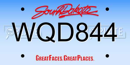 WQD844 South Dakota License Plate