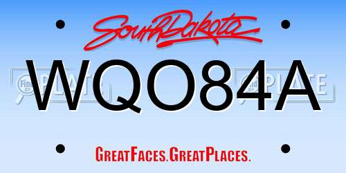 WQO84A South Dakota License Plate