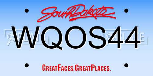 WQOS44 South Dakota License Plate