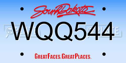 WQQ544 South Dakota License Plate