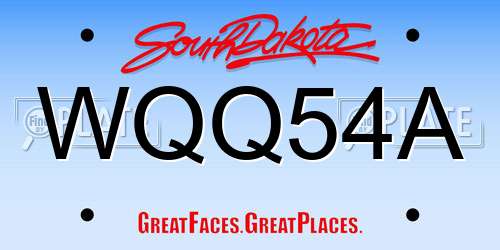 WQQ54A South Dakota License Plate