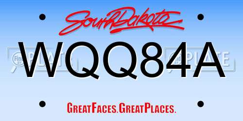 WQQ84A South Dakota License Plate
