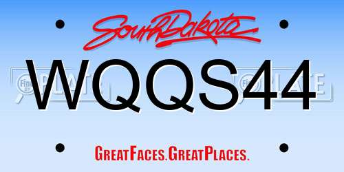 WQQS44 South Dakota License Plate