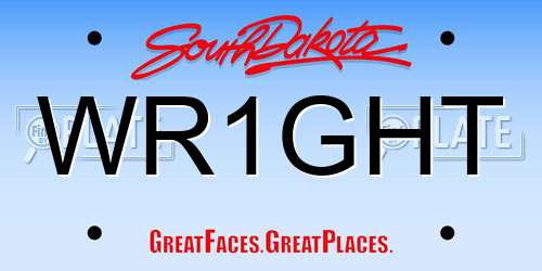 WR1GHT South Dakota License Plate