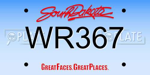 WR367 South Dakota License Plate