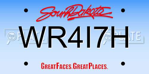 WR4I7H South Dakota License Plate