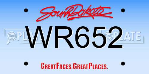 WR652 South Dakota License Plate