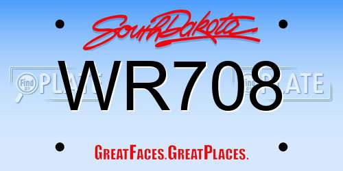 WR708 South Dakota License Plate