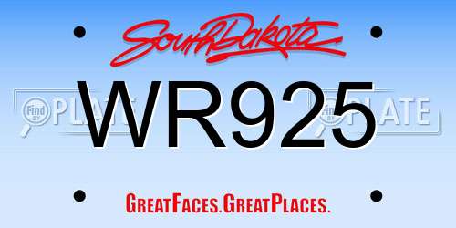 WR925 South Dakota License Plate