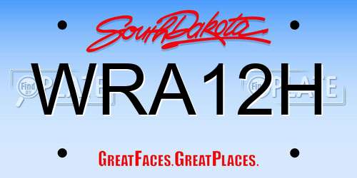 WRA12H South Dakota License Plate