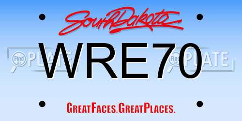 WRE70 South Dakota License Plate
