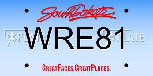 WRE81 South Dakota License Plate