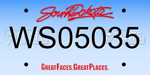 WS05035 South Dakota License Plate