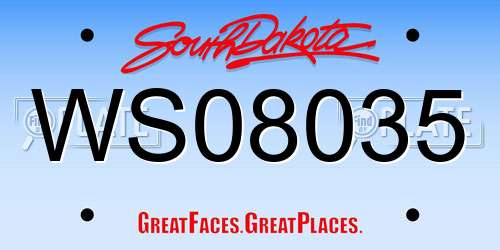 WS08035 South Dakota License Plate
