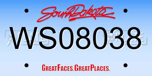 WS08038 South Dakota License Plate