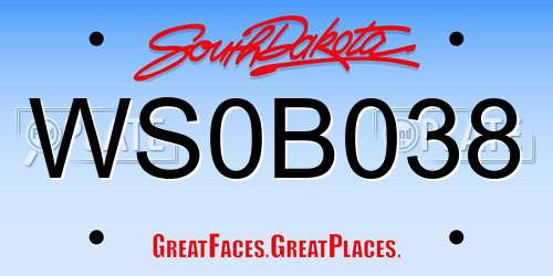 WS0B038 South Dakota License Plate