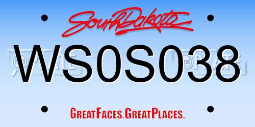 WS0S038 South Dakota License Plate