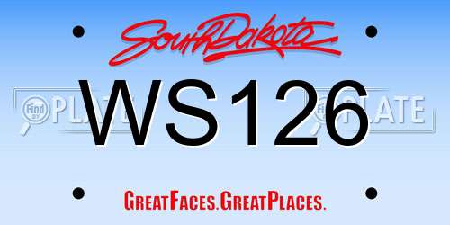 WS126 South Dakota License Plate