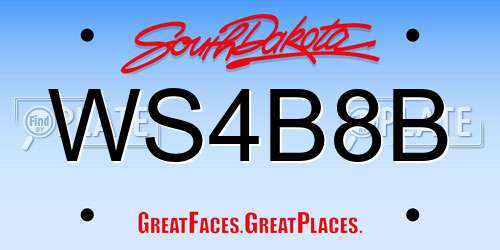 WS4B8B South Dakota License Plate
