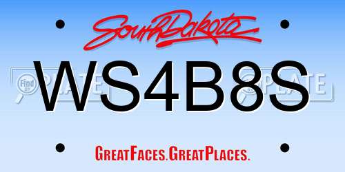 WS4B8S South Dakota License Plate
