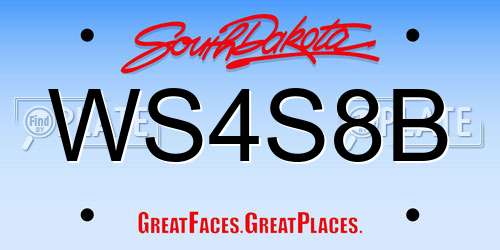 WS4S8B South Dakota License Plate
