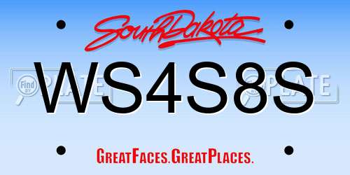 WS4S8S South Dakota License Plate