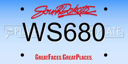WS680 South Dakota License Plate