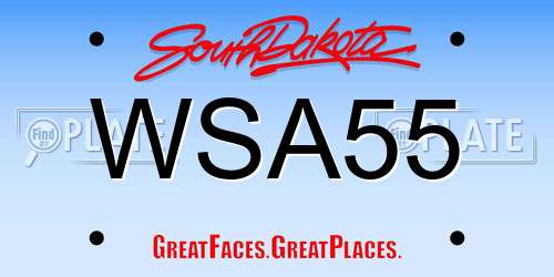 WSA55 South Dakota License Plate