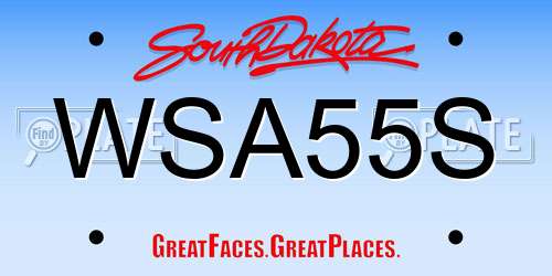 WSA55S South Dakota License Plate