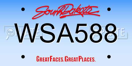 WSA588 South Dakota License Plate