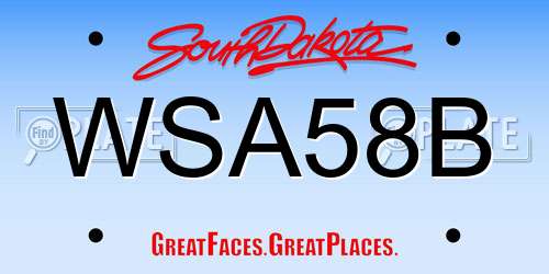 WSA58B South Dakota License Plate