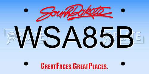 WSA85B South Dakota License Plate
