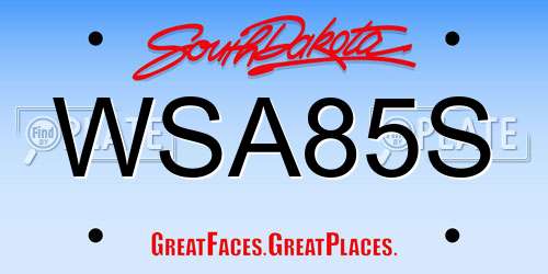 WSA85S South Dakota License Plate