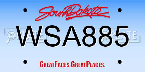 WSA885 South Dakota License Plate