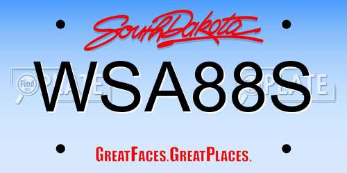 WSA88S South Dakota License Plate