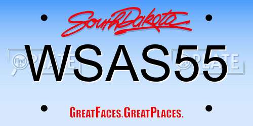 WSAS55 South Dakota License Plate