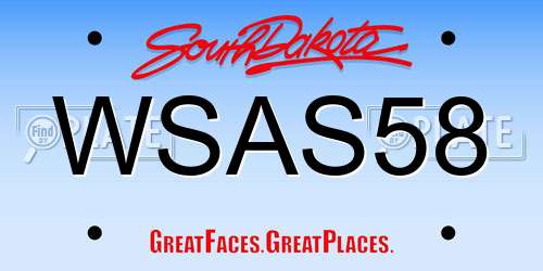 WSAS58 South Dakota License Plate