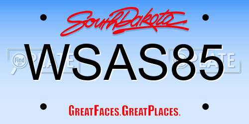 WSAS85 South Dakota License Plate