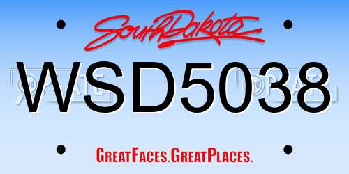 WSD5038 South Dakota License Plate