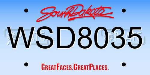 WSD8035 South Dakota License Plate
