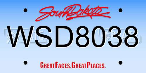 WSD8038 South Dakota License Plate