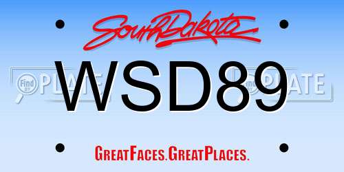 WSD89 South Dakota License Plate