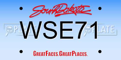 WSE71 South Dakota License Plate