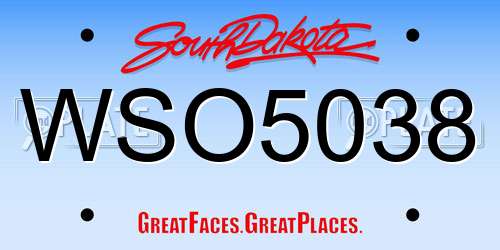 WSO5038 South Dakota License Plate