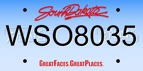 WSO8035 South Dakota License Plate