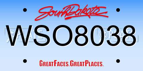 WSO8038 South Dakota License Plate